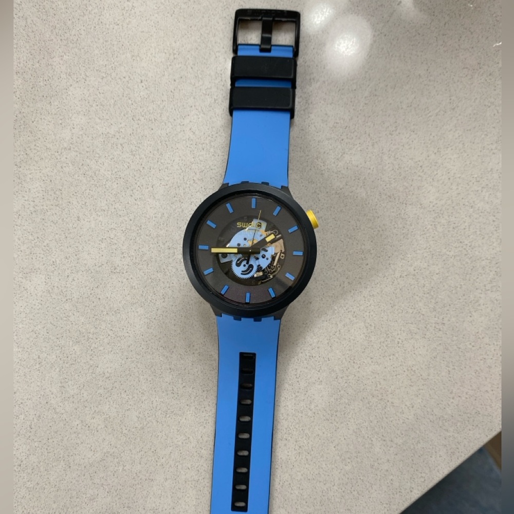 Blue Swatch Water Resistant Sports Watch